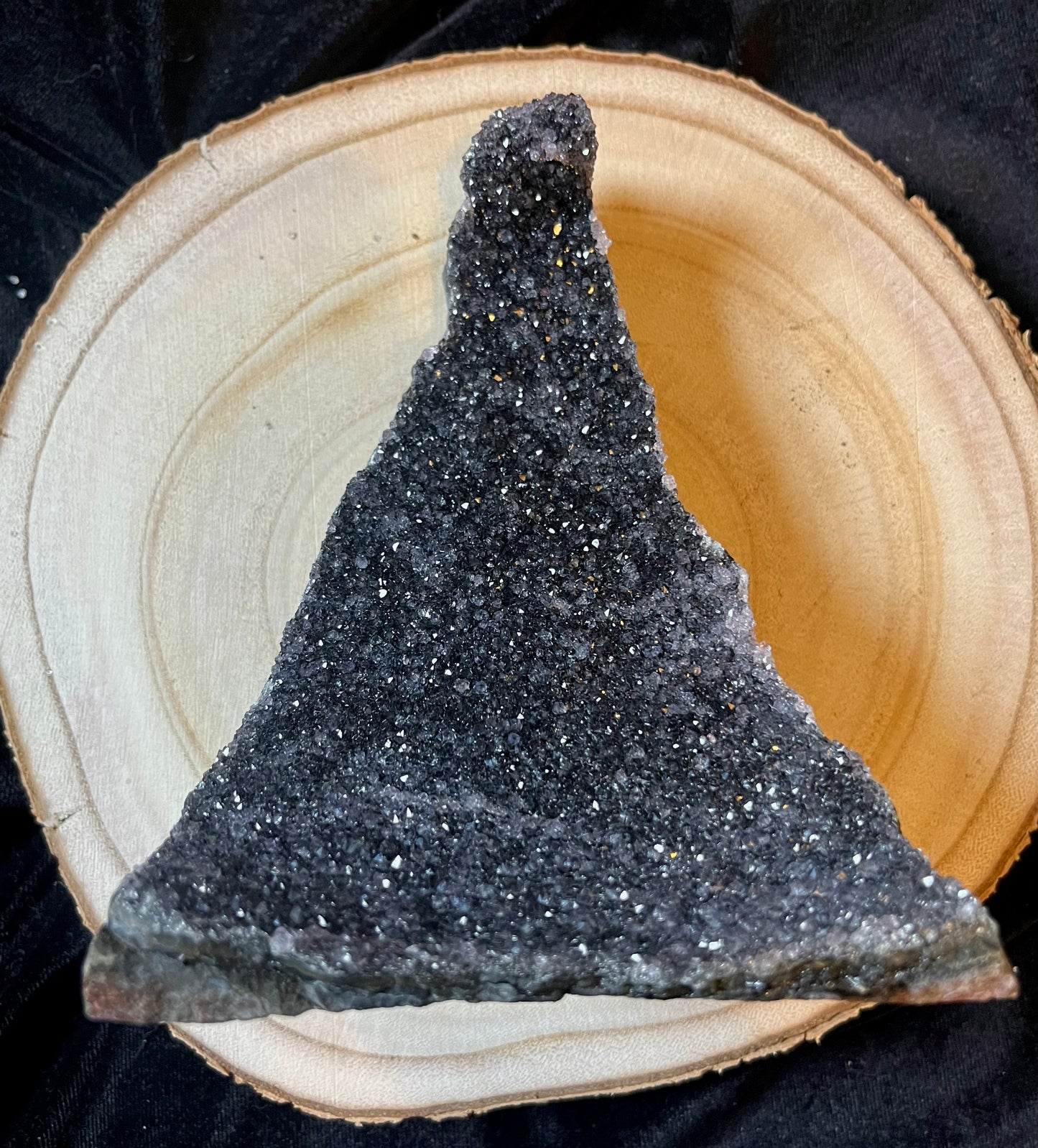 Midnight black amethyst ‘wave’ cluster. 780g.