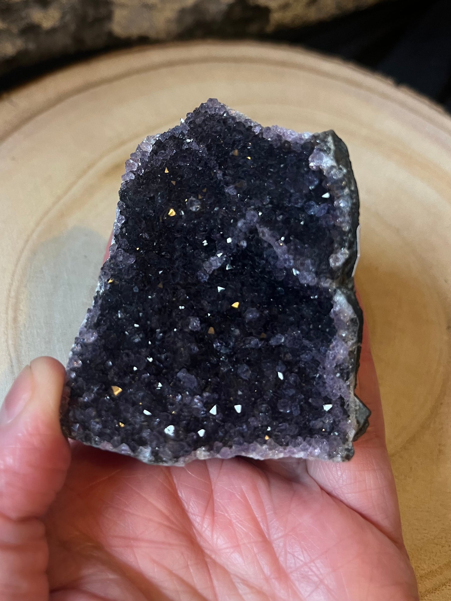 Midnight black amethyst ‘Purple Rain’ cluster. 140g