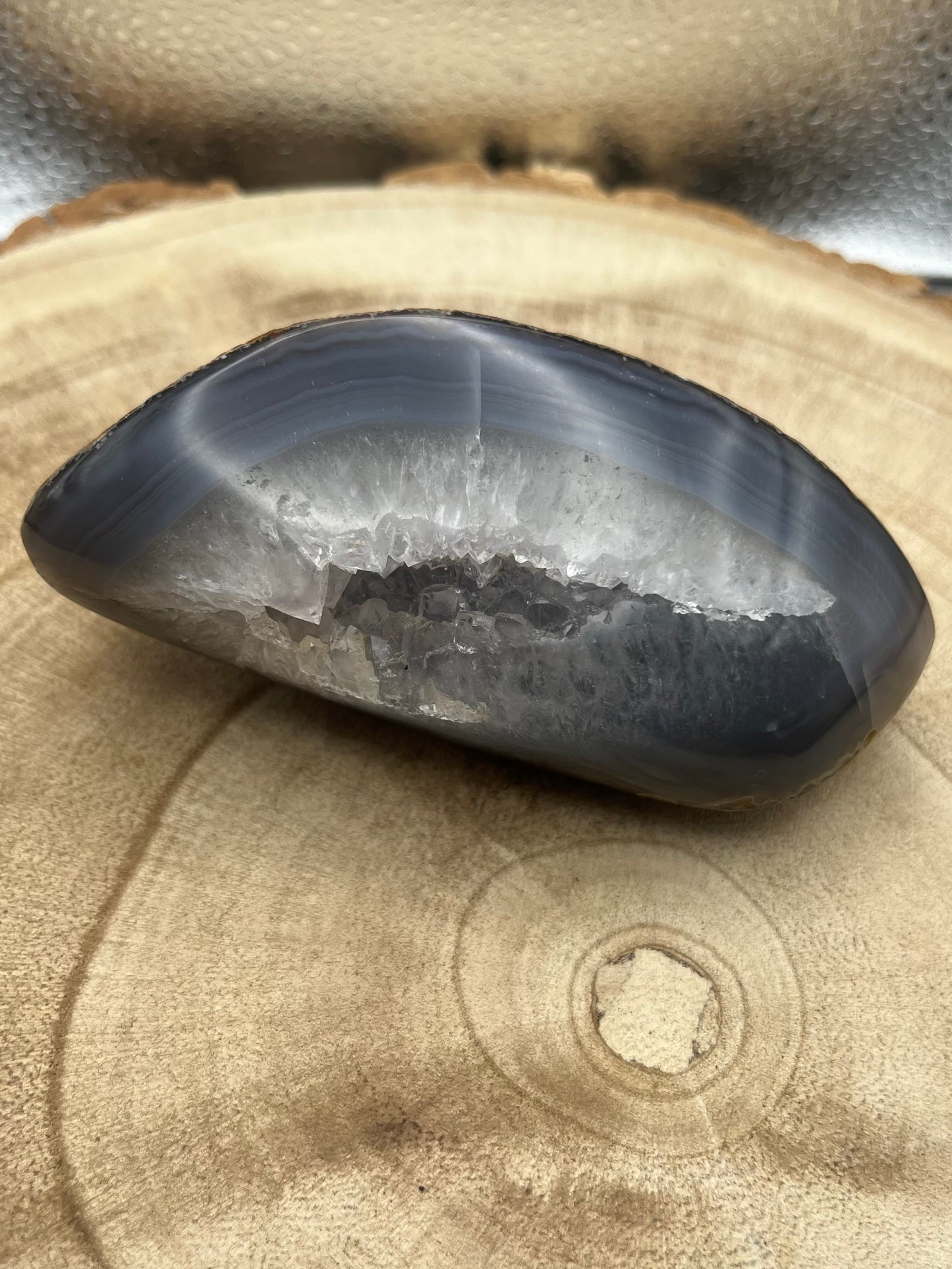 Polished agate geode.