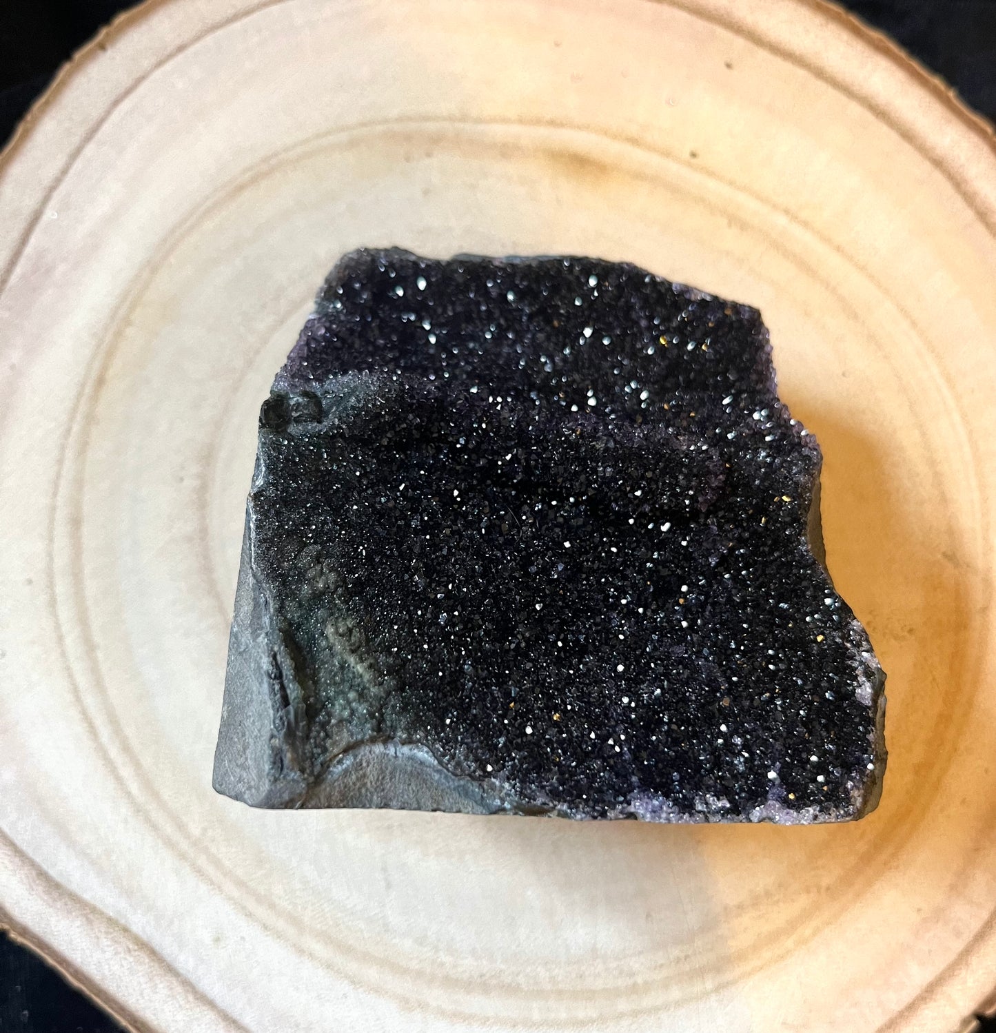 Midnight Black amethyst ‘The Zodiac’ cluster. 550 g