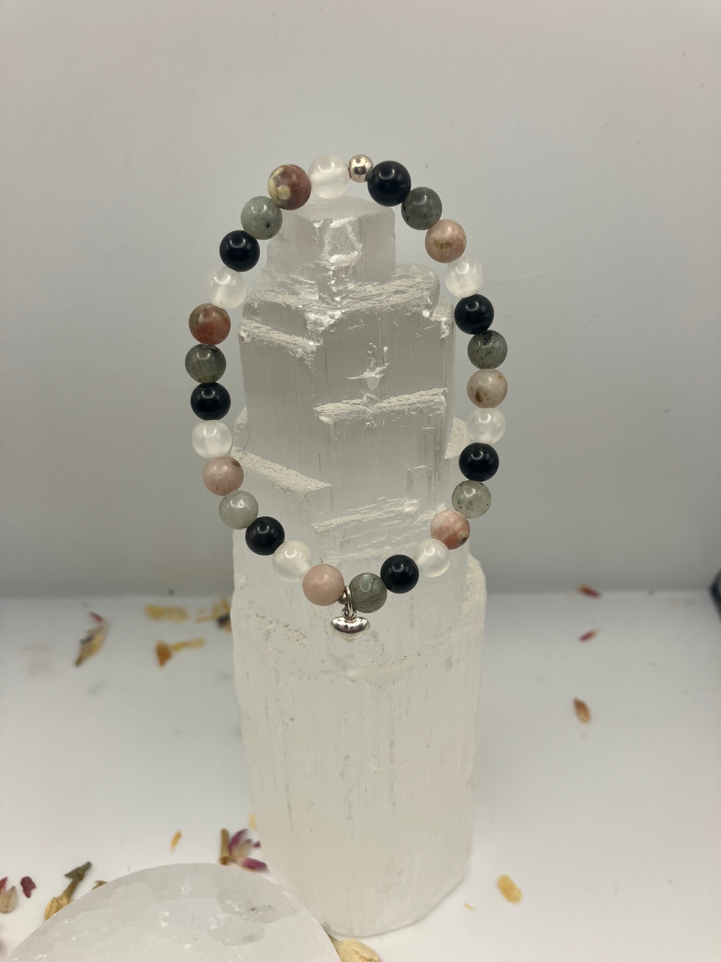Sterling Silver Protection Healing Bracelet. Love, light, protection and reflection. Size small-medium