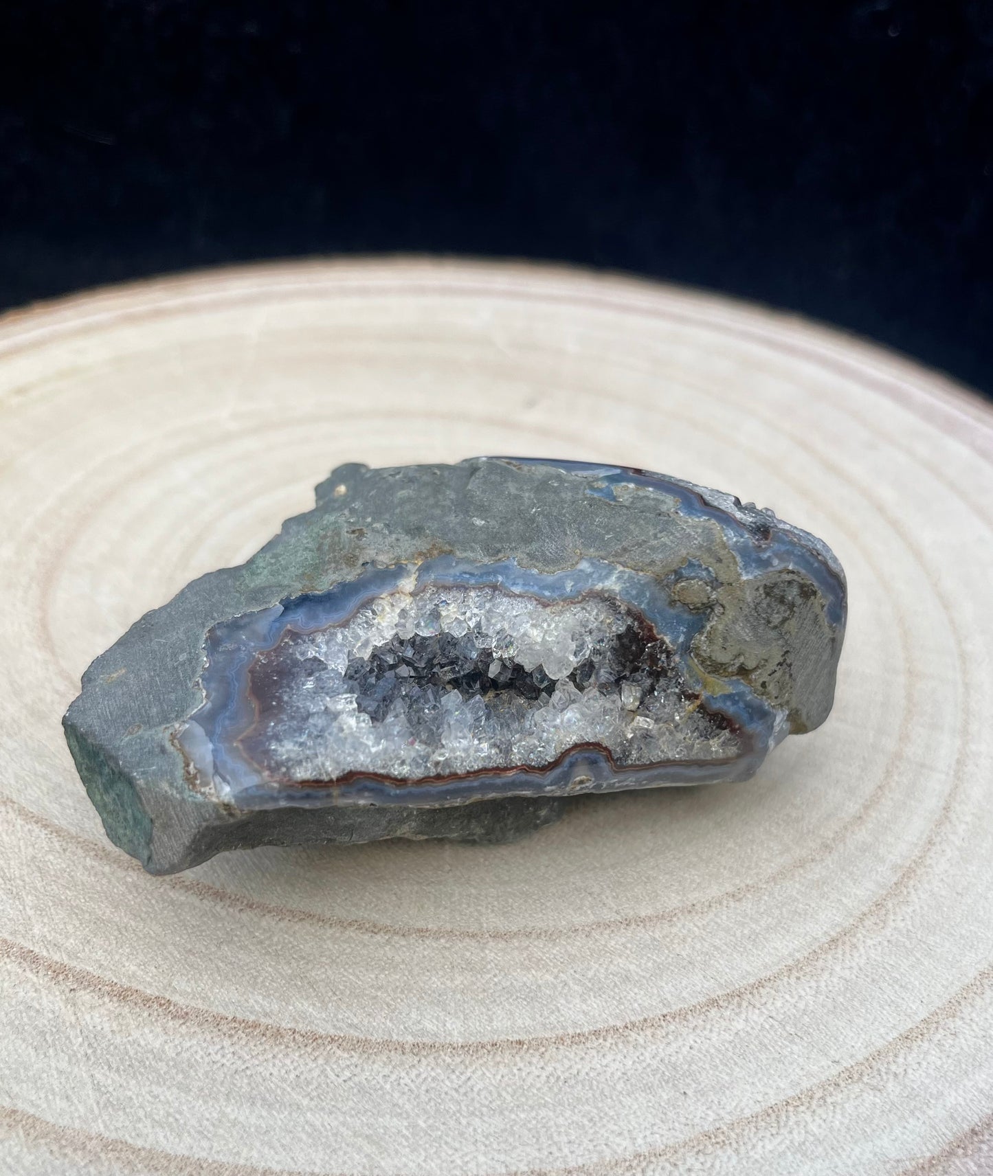 ‘Acceptance’ - Druzey grey amethyst with polished parts and agate banding - collectors grade. 40g