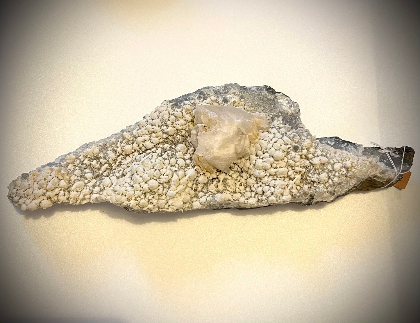 ‘Life Purpose’ grey and snowy amethyst with big piece of calcite - collectors grade. 770g