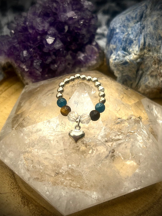 ‘Crystal hearts’ - Manifestation and clear goals. Blue apatite, Tigers eye and Clear Quartz.