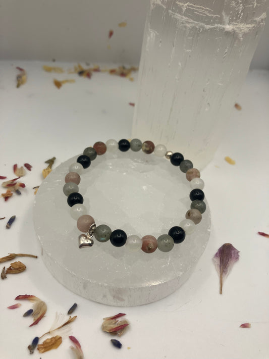 Sterling Silver Protection Healing Bracelet. Love, light, protection and reflection. Size small-medium