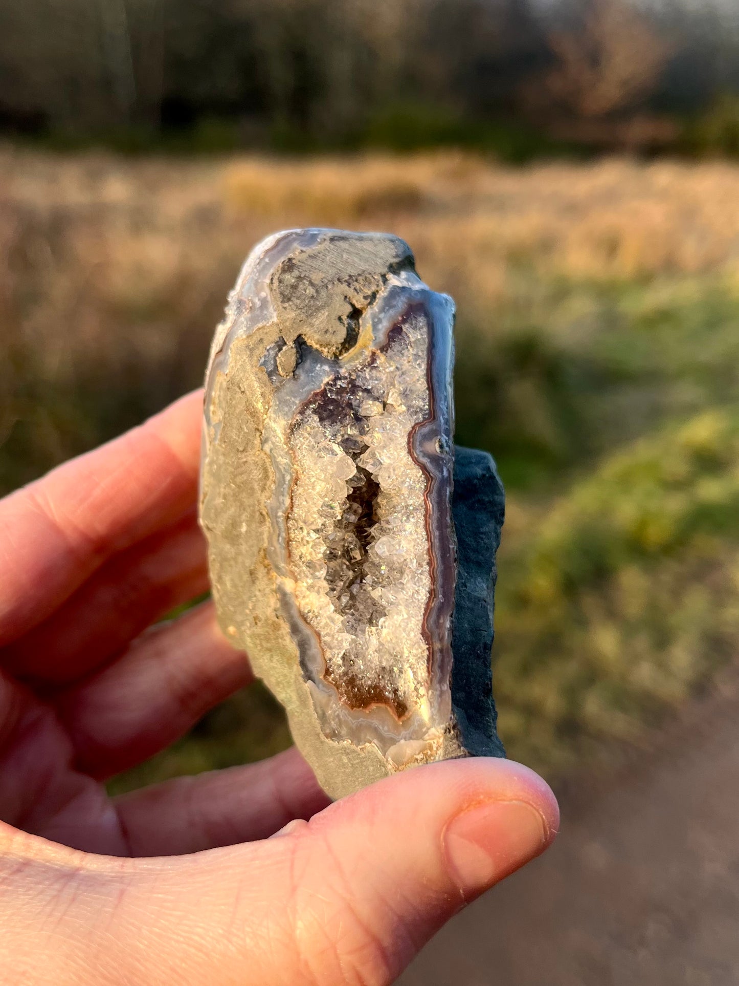 ‘Acceptance’ - Druzey grey amethyst with polished parts and agate banding - collectors grade. 40g