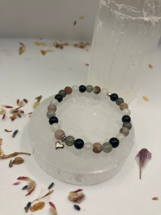 Sterling Silver Protection Healing Bracelet. Love, light, protection and reflection. Size small-medium