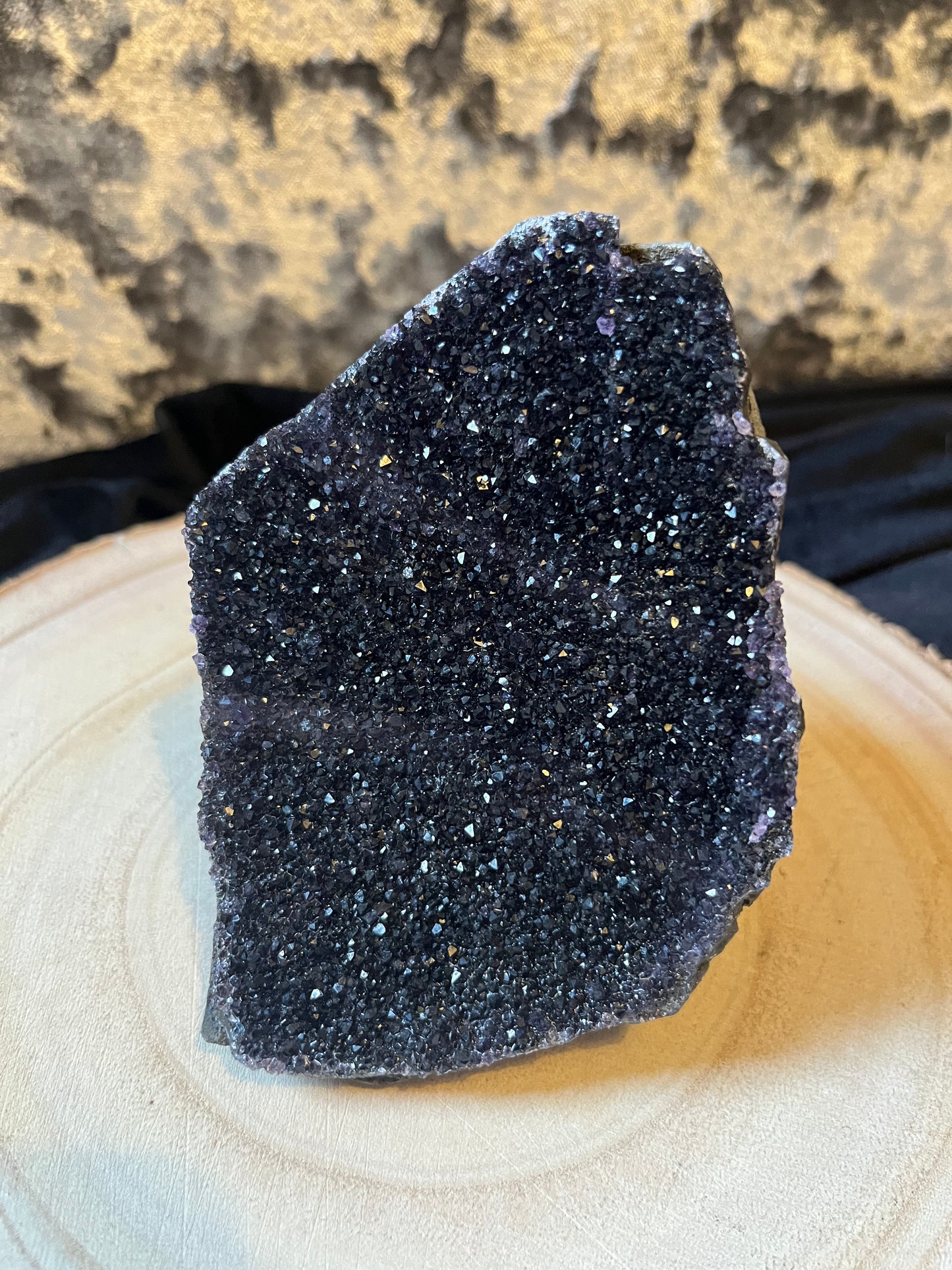 Midnight black amethyst ‘Starry Night’ cluster. 580g.