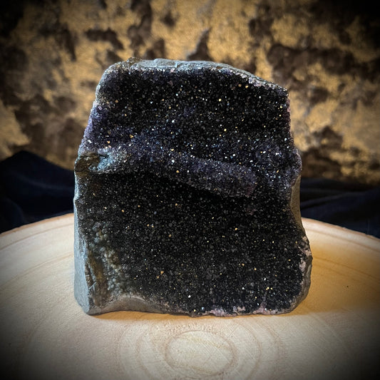 Midnight Black amethyst ‘The Zodiac’ cluster. 550 g