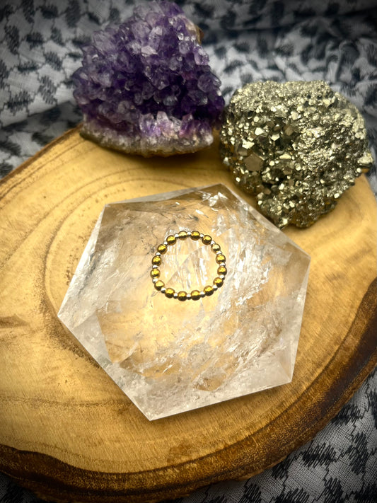 Gold Vermeil and Sterling silver. One of a kind Stretch ring available in 3 sizes.