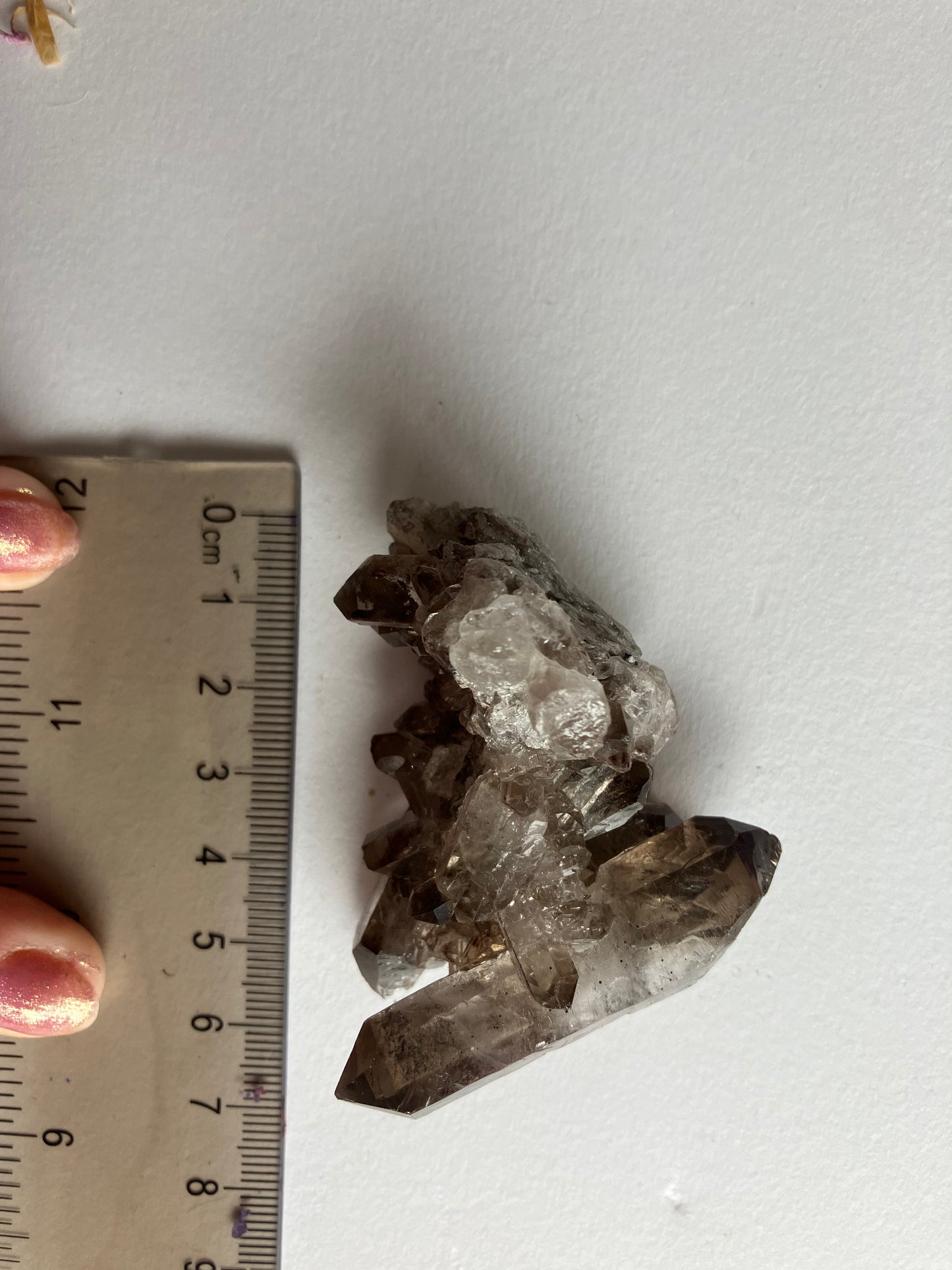 Smoky quartz cluster with lithium inclusions
