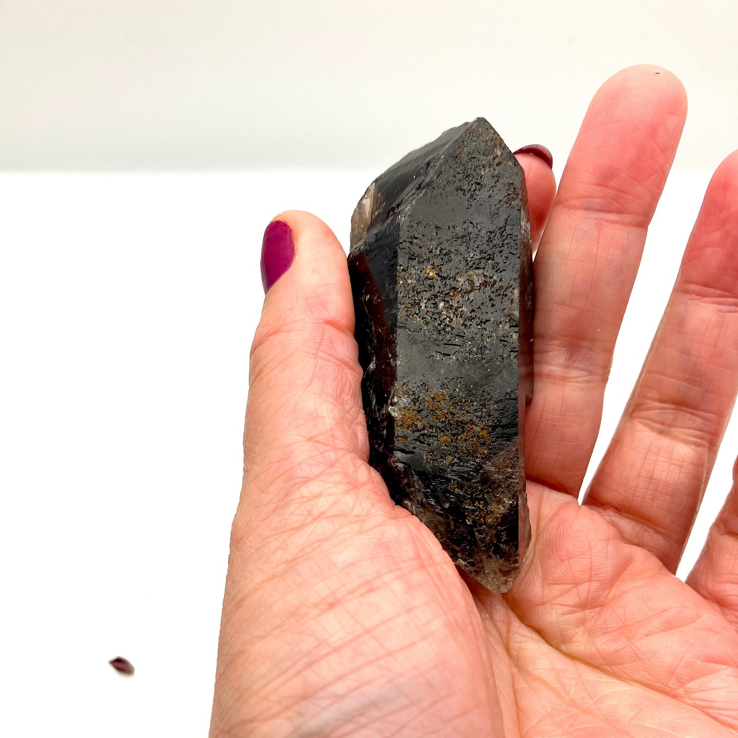 Very dark, natural Smoky Quartz point 88g