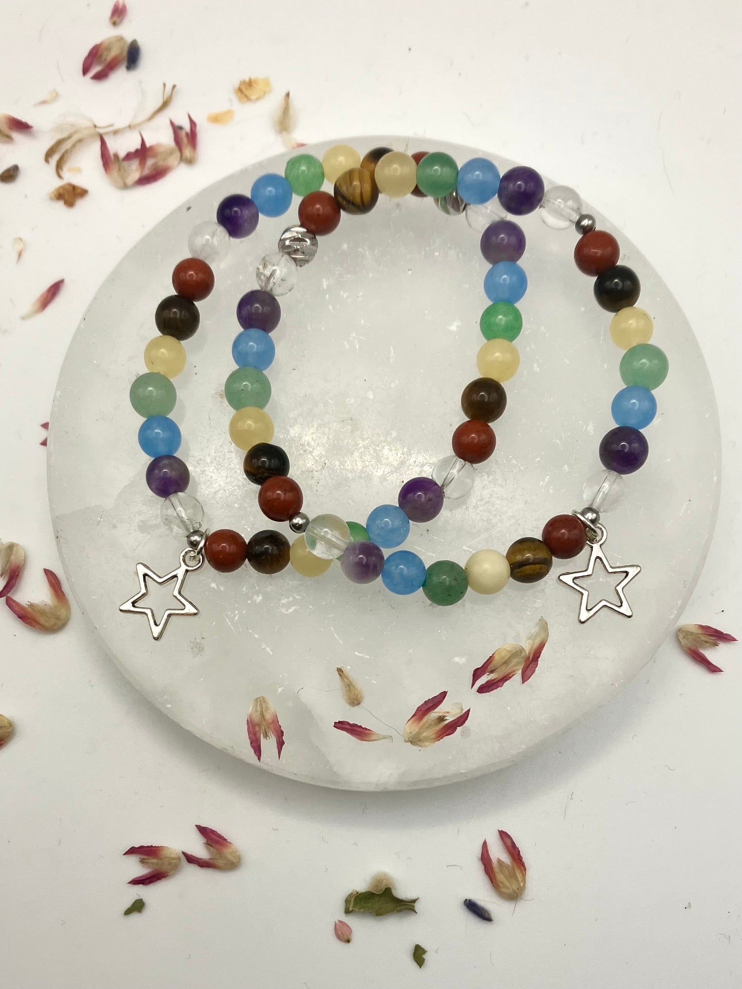 7 chakra bracelet with star charm (no charm option available).