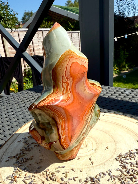 Polychrome Jasper Flame – Polished Healing Crystal for empowerment, finding your true self and embodying health, passion and vitality
