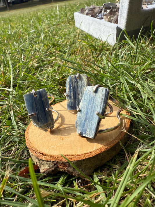 Raw Kyanite Rough Statement Ring. Gold or Silver plated and adjustable.