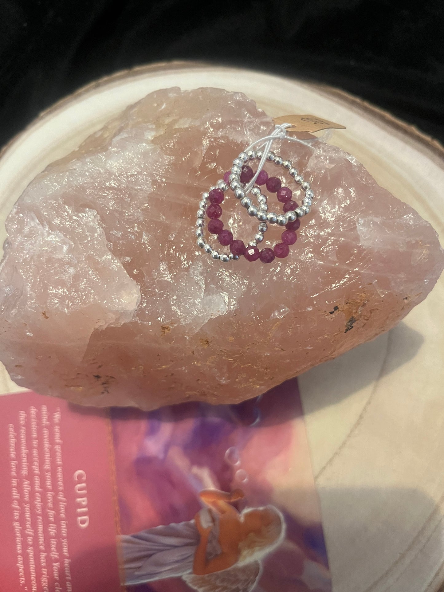 Ruby and Sterling Silver ring stack. Stretchy rings.