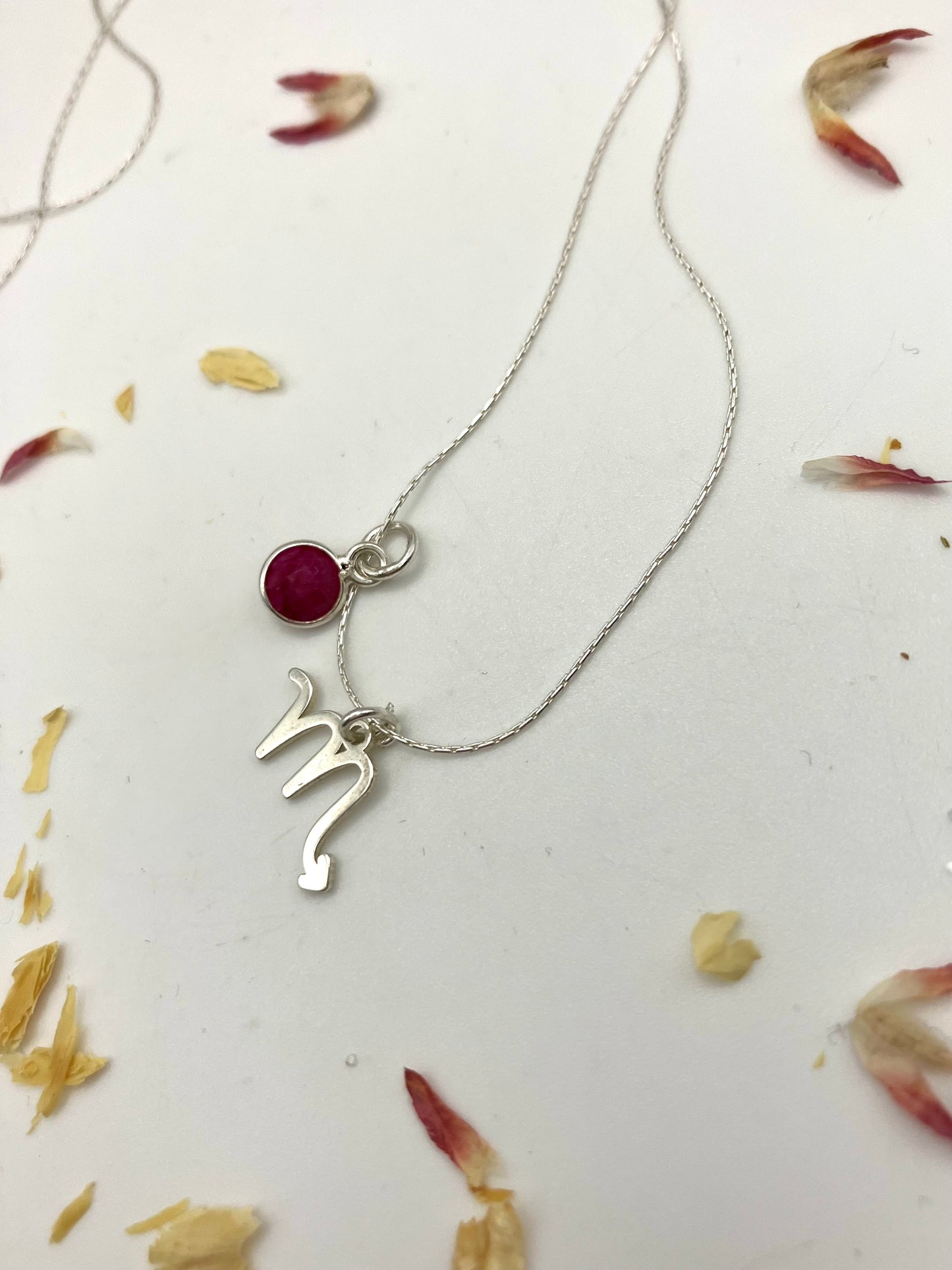 Sterling Silver Scorpio Necklace with Ruby gem charm