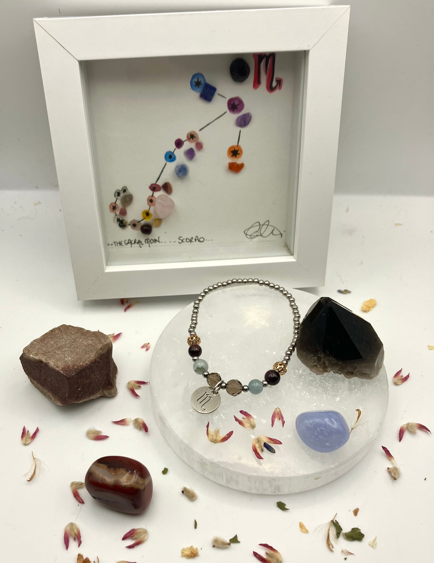 Scorpio Birthday Box. Crystals, Bracelet and Mini Grid