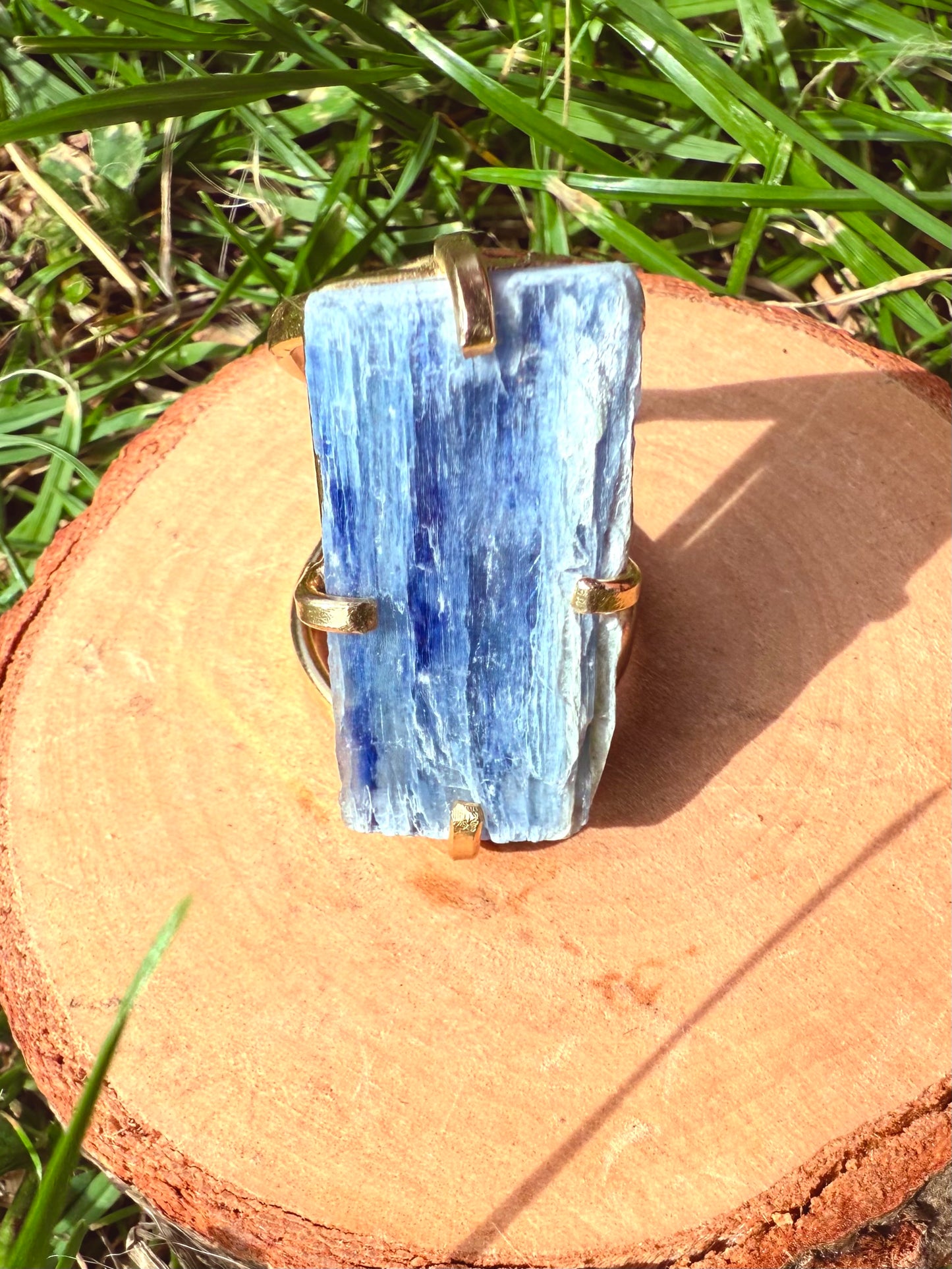 Raw Kyanite Rough Statement Ring. Gold or Silver plated and adjustable.