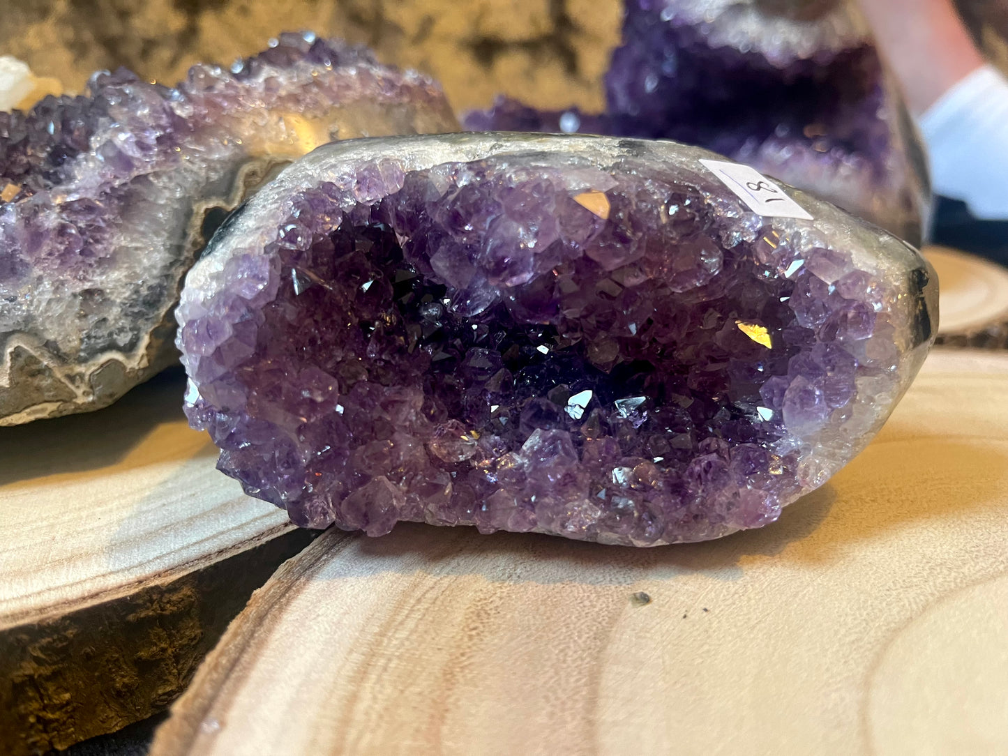 A grade Amethyst cut base. Polished edges.