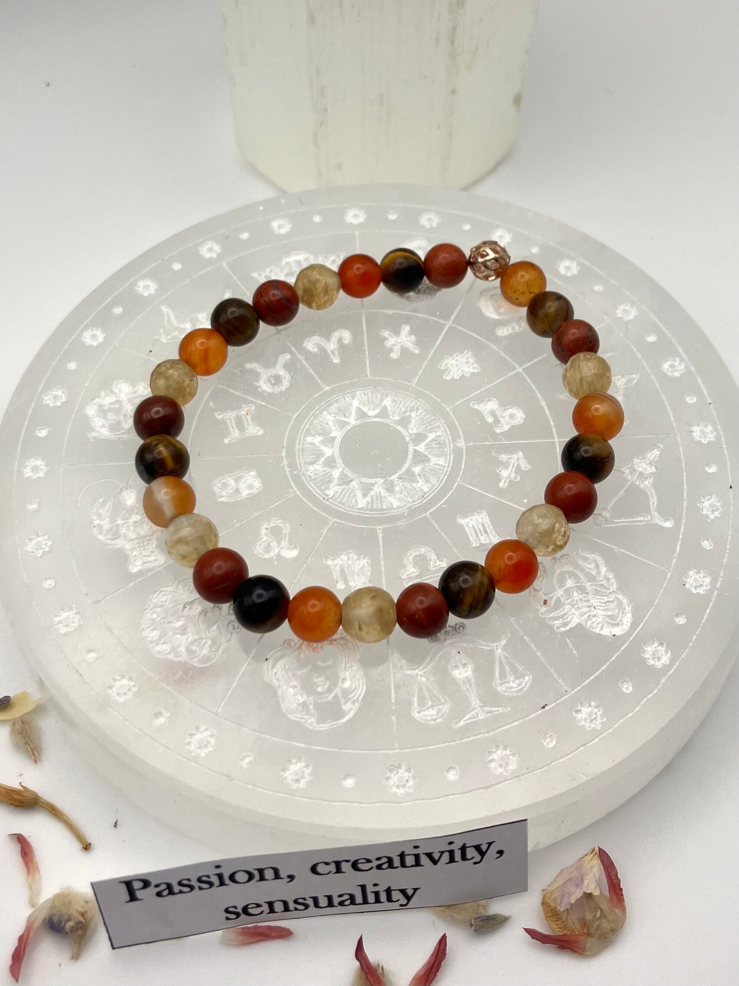 Intuitively created gemstone bracelet. Sacral / Solar plexus Chakra. Passion, creativity, sensuality, energy and drive. 6mm