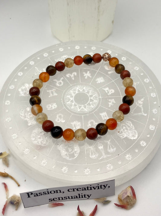 Intuitively created gemstone bracelet. Sacral / Solar plexus Chakra. Passion, creativity, sensuality, energy and drive. 6mm