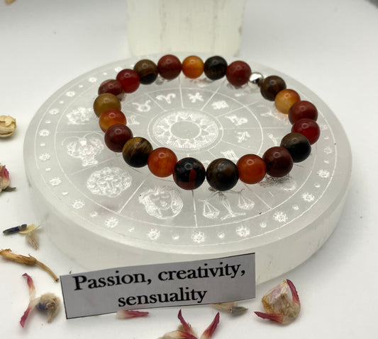 Intuitively created gemstone bracelet. Sacral Chakra. Passion, creativity, sensuality. 8mm