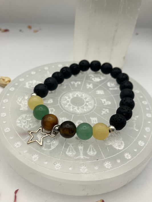 Intuitively created gemstone bracelet. Manifestation, abundance, luck and fortune. 8mm