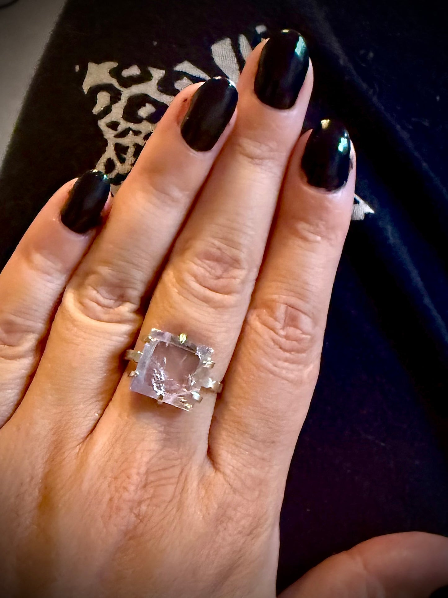 Silver Plated Adjustable Ring - Amethyst