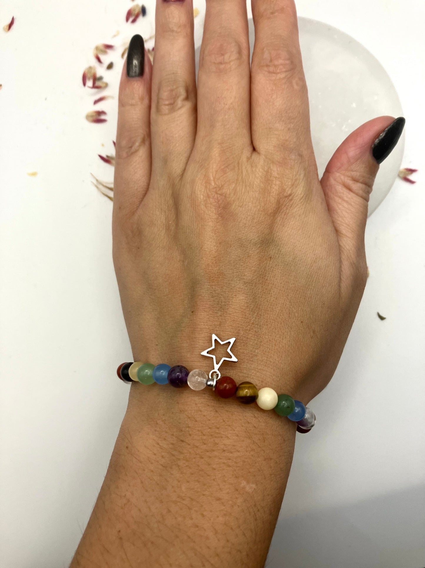 7 chakra bracelet with star charm (no charm option available).