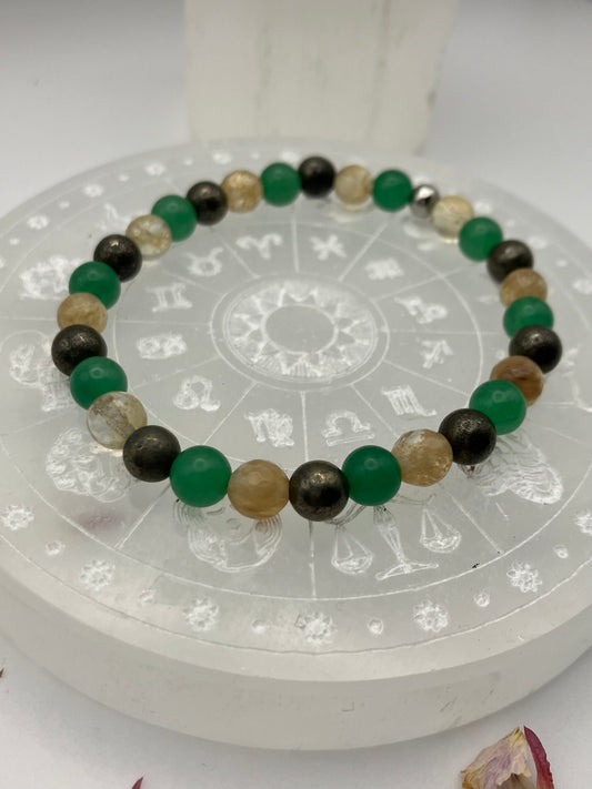 Intuitively created gemstone bracelet. Manifestation, abundance, luck and fortune. 6mm