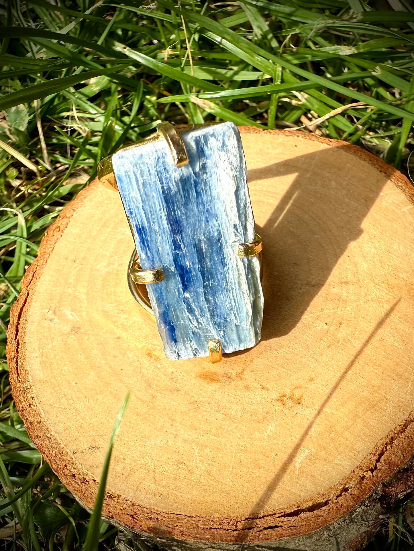 Raw Kyanite Rough Statement Ring. Gold or Silver plated and adjustable.