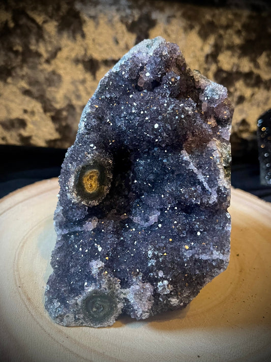 Midnight black amethyst ‘Enchanted’ cluster with stalactites. 1.2kg.