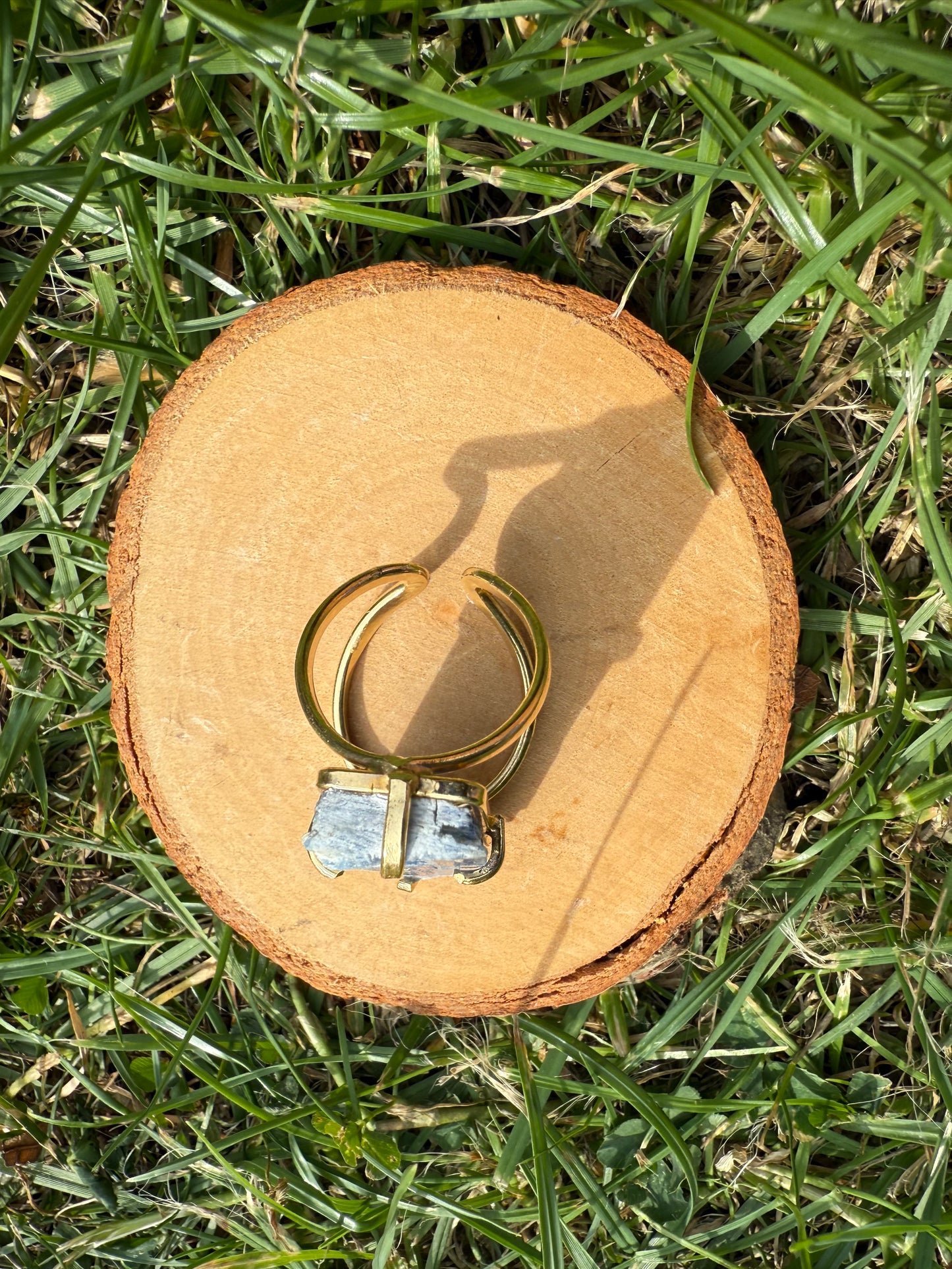 Raw Kyanite Rough Statement Ring. Gold or Silver plated and adjustable.