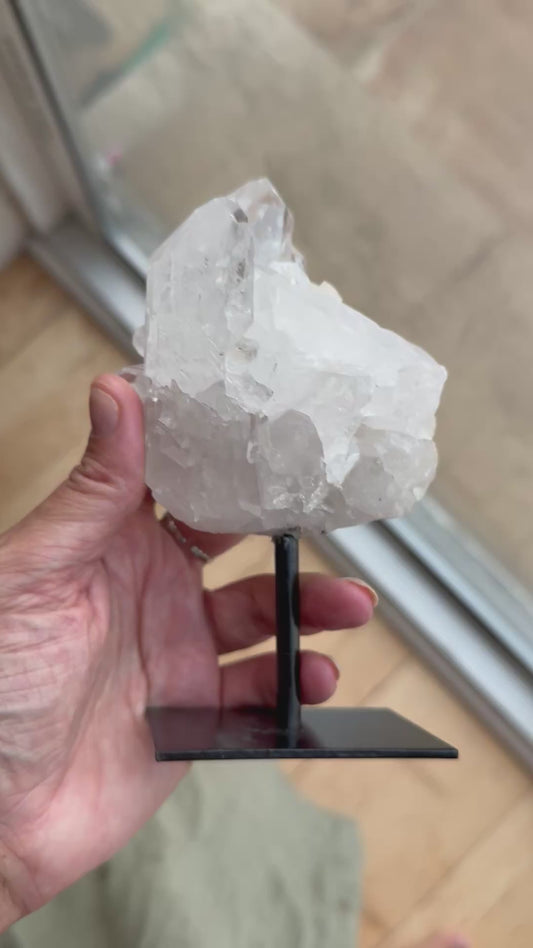 Natural Clear Quartz Cluster on Stand. Master healer for all chakras.