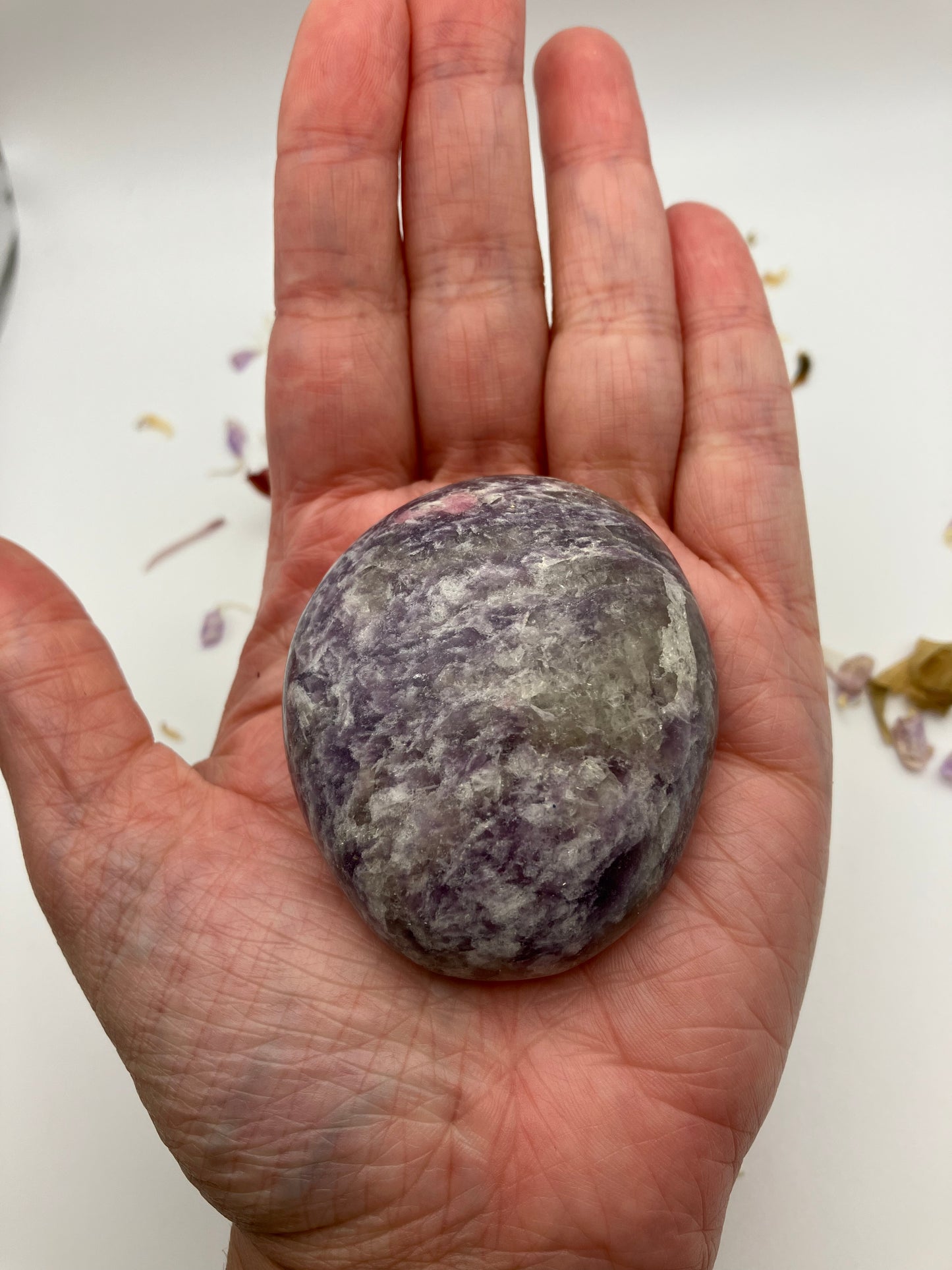 Lepidolite Pebble D with small pink tourmaline inclusion