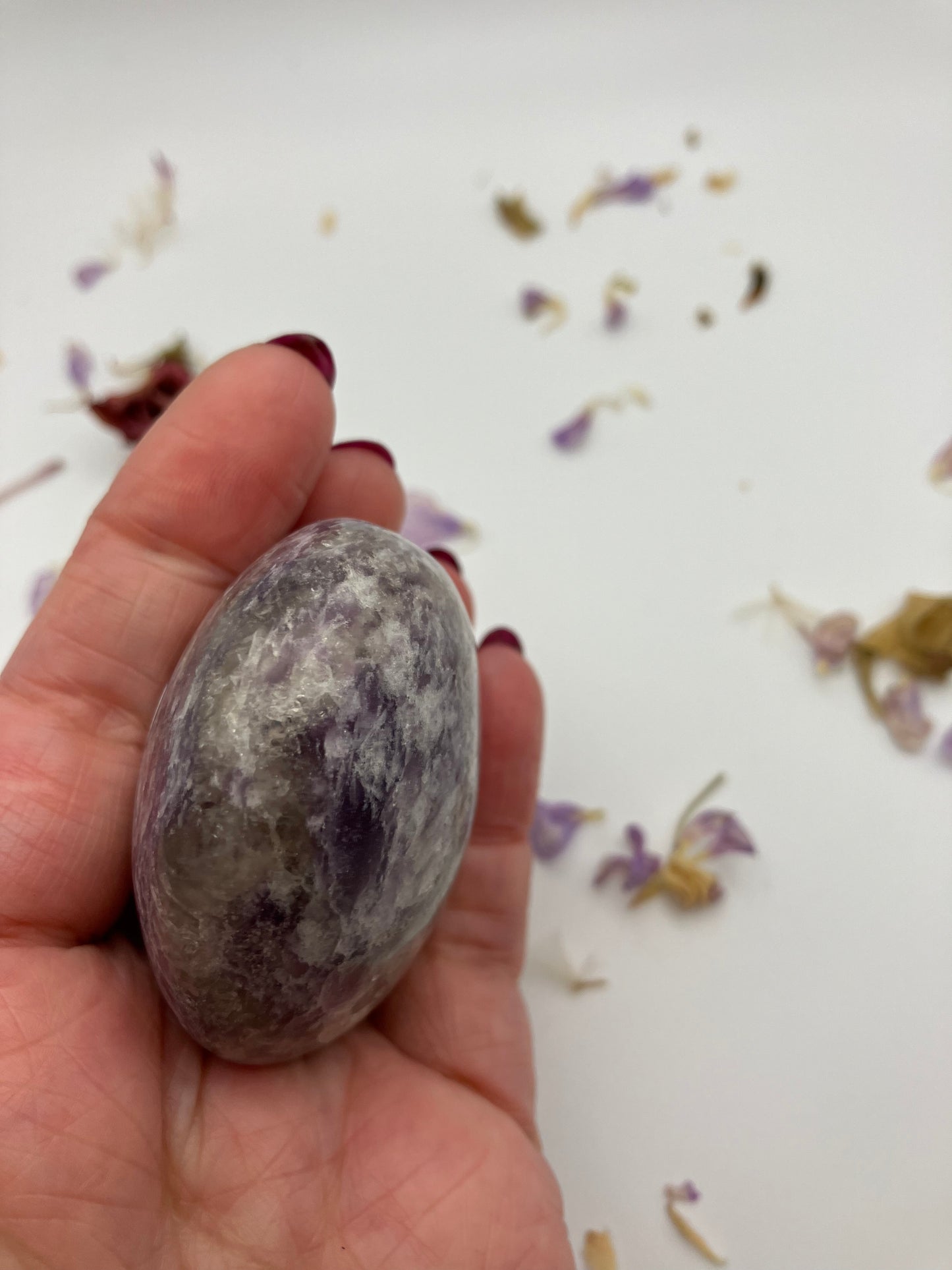 Lepidolite Pebble D with small pink tourmaline inclusion