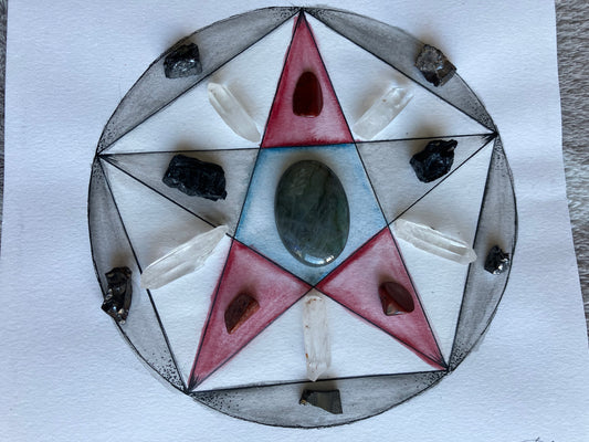 Protection sacred geometry crystal grid.