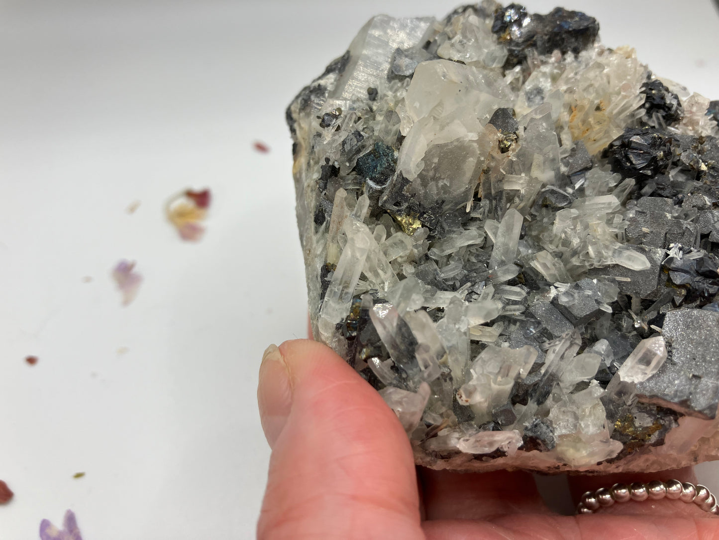 Galena and Black Sphalerite with Quartz needles. 393 g