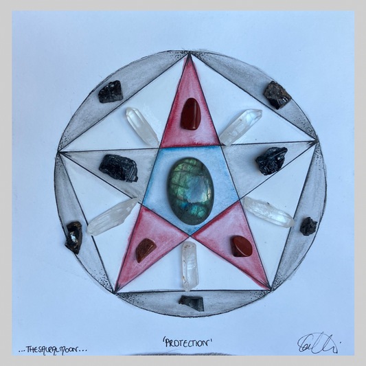 Protection sacred geometry crystal grid.