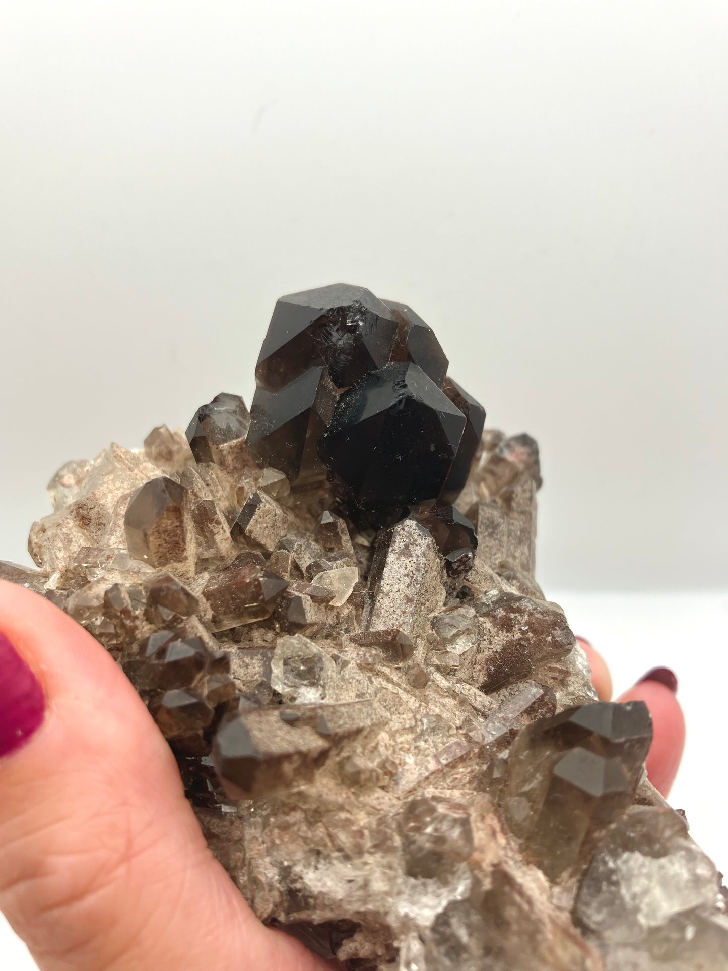 Large Smoky quartz cluster with lithium inclusions 412 g