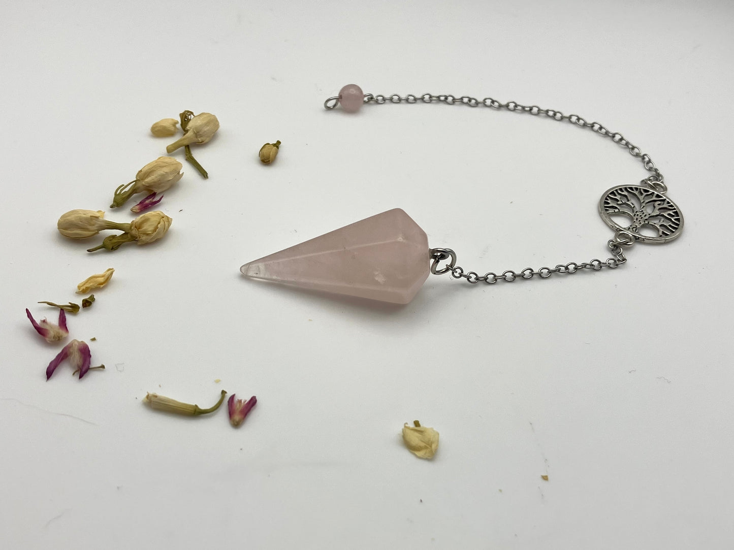 Rose Quartz Pendulum with tree of life