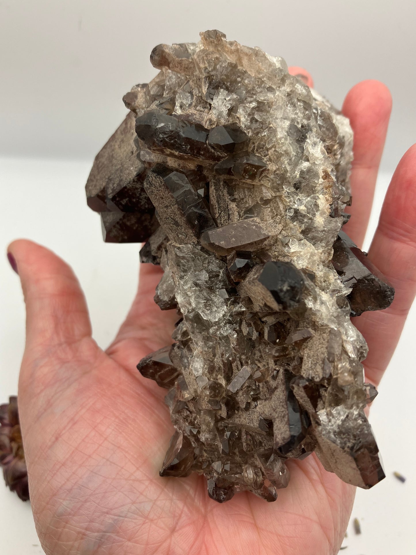 Large Smoky quartz cluster with lithium inclusions 412 g