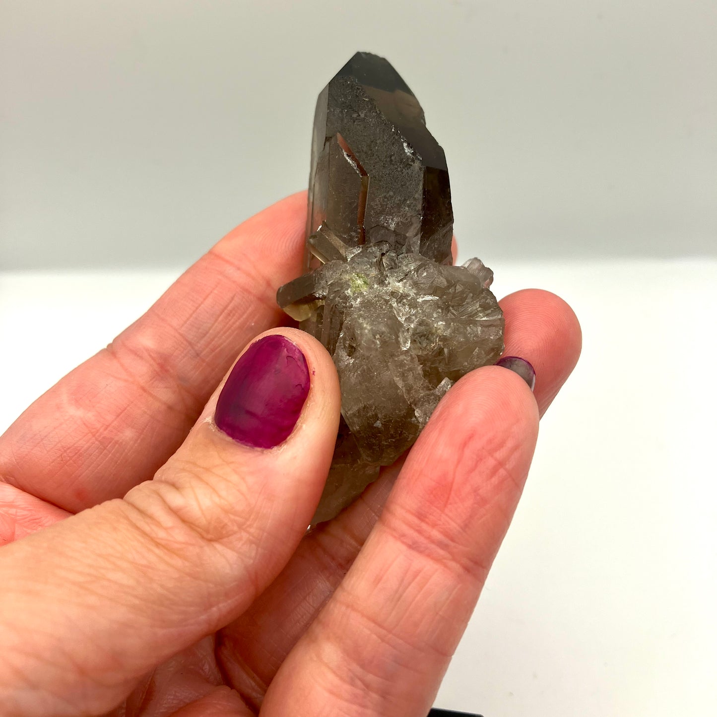 Very dark, natural Smoky Quartz points. 40-45 g 6 available