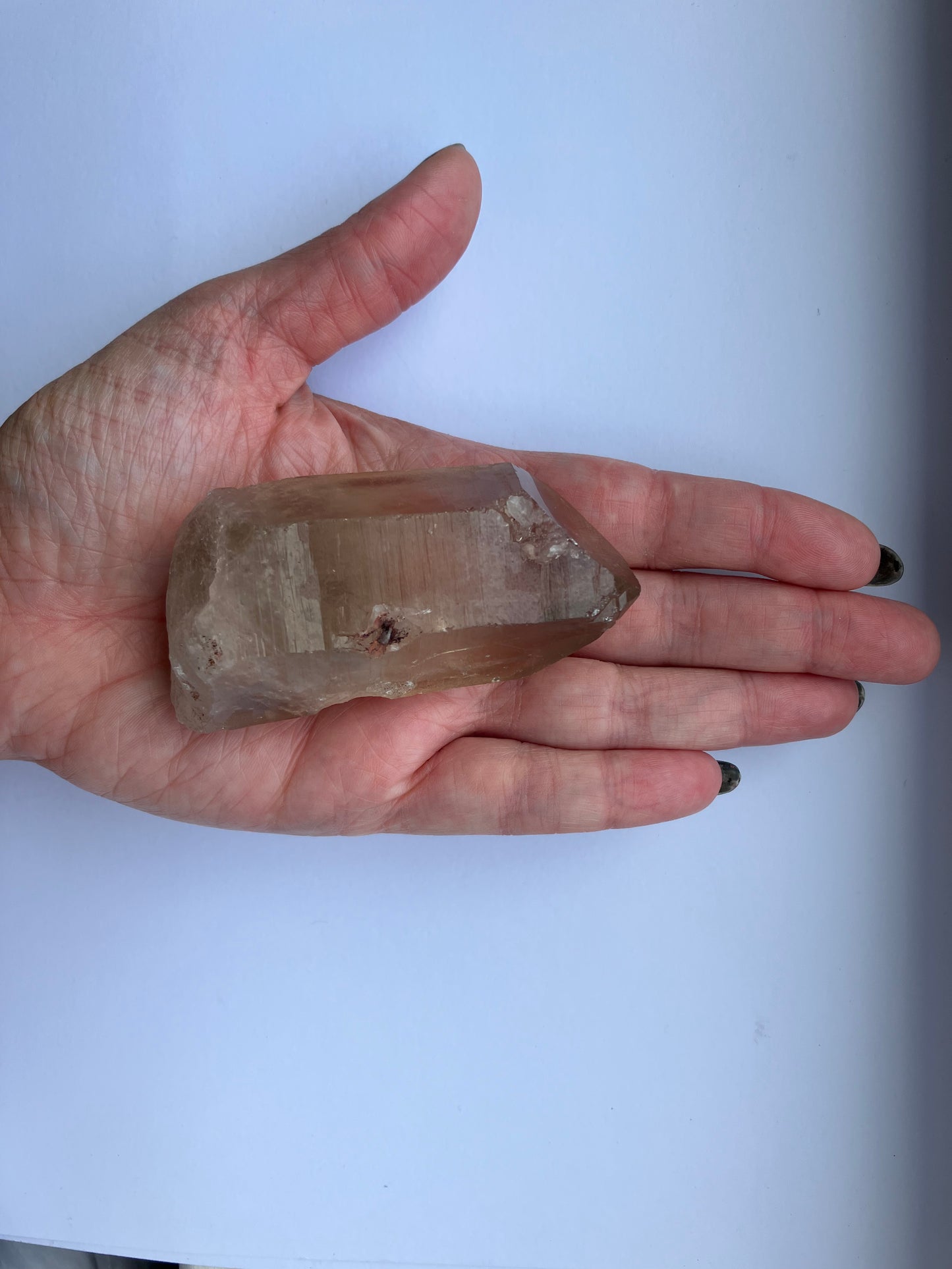 Smoky Quartz point with rainbows 147g