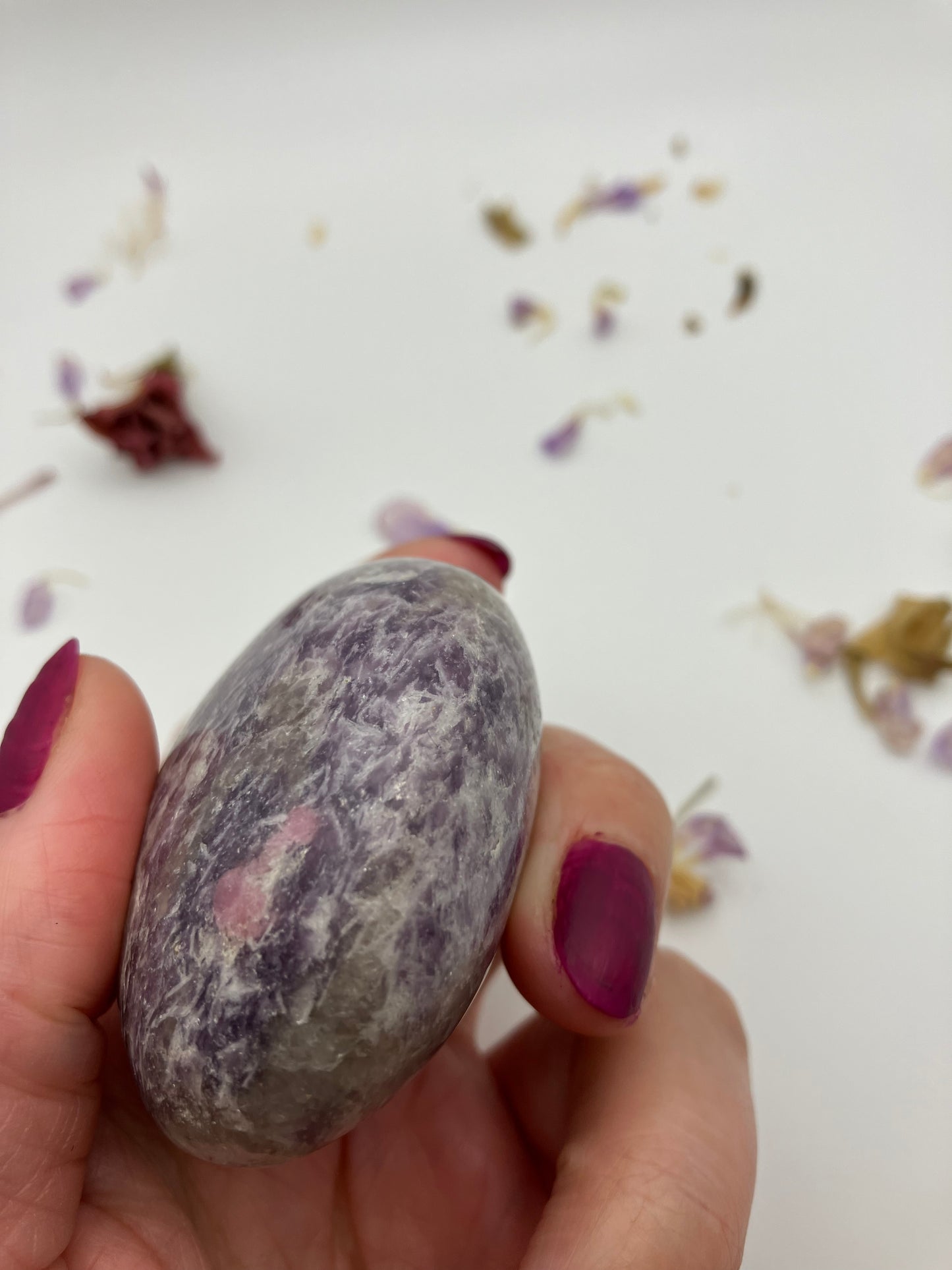 Lepidolite Pebble D with small pink tourmaline inclusion