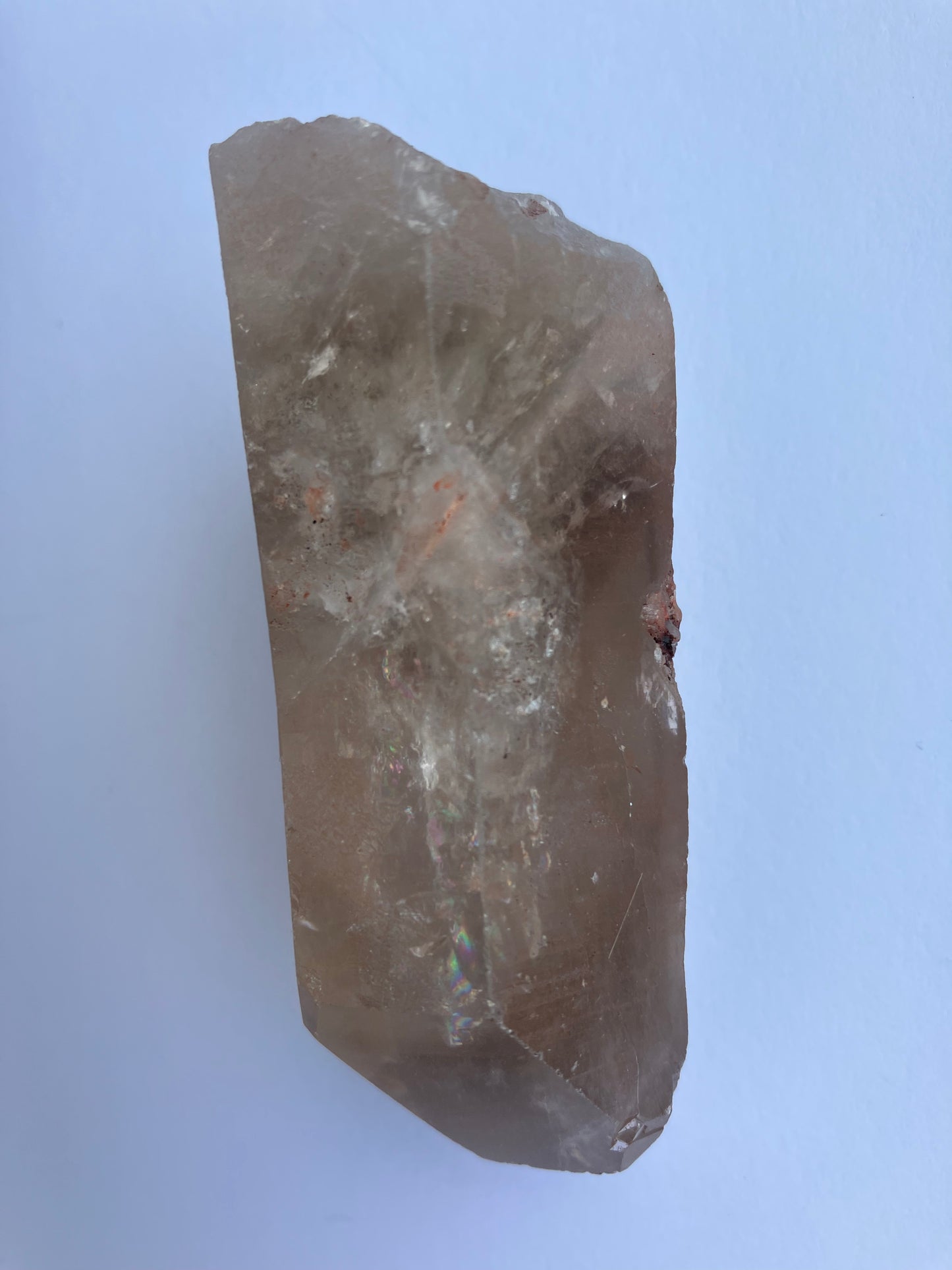 Smoky Quartz point with rainbows 147g