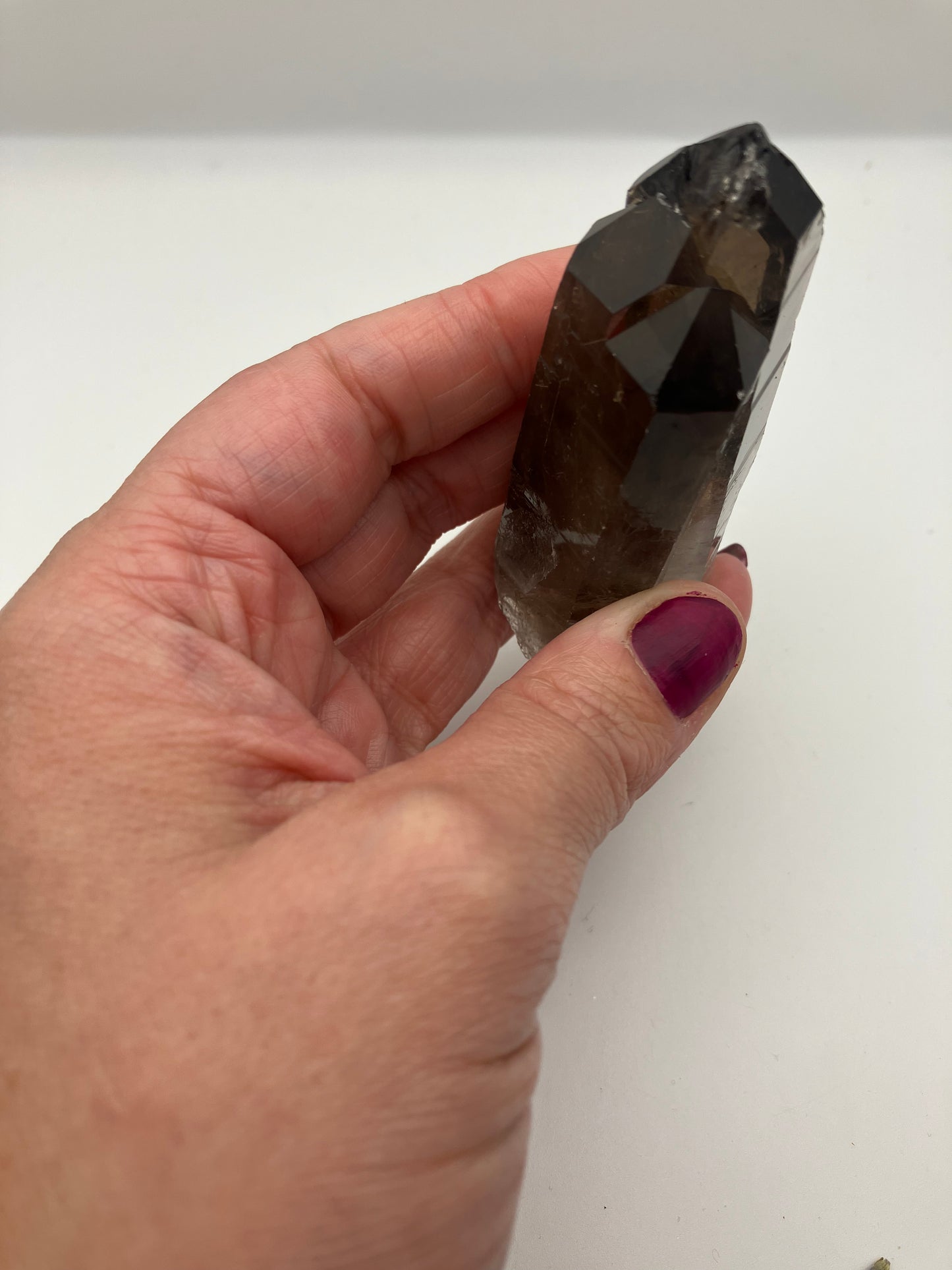 Very dark, natural Smoky Quartz triple . Weight tbc