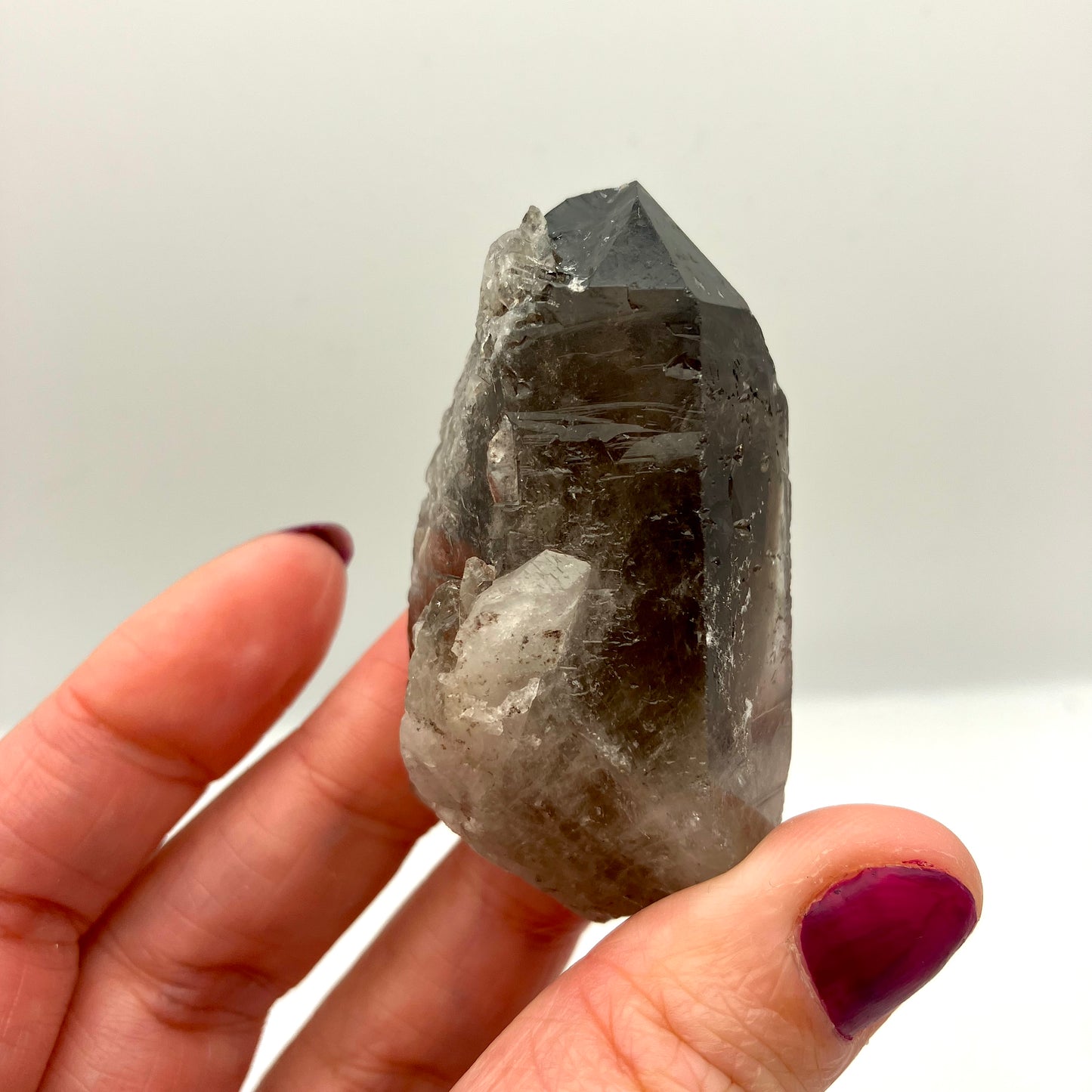 Very dark, natural Smoky Quartz points. 45-60g 4 available