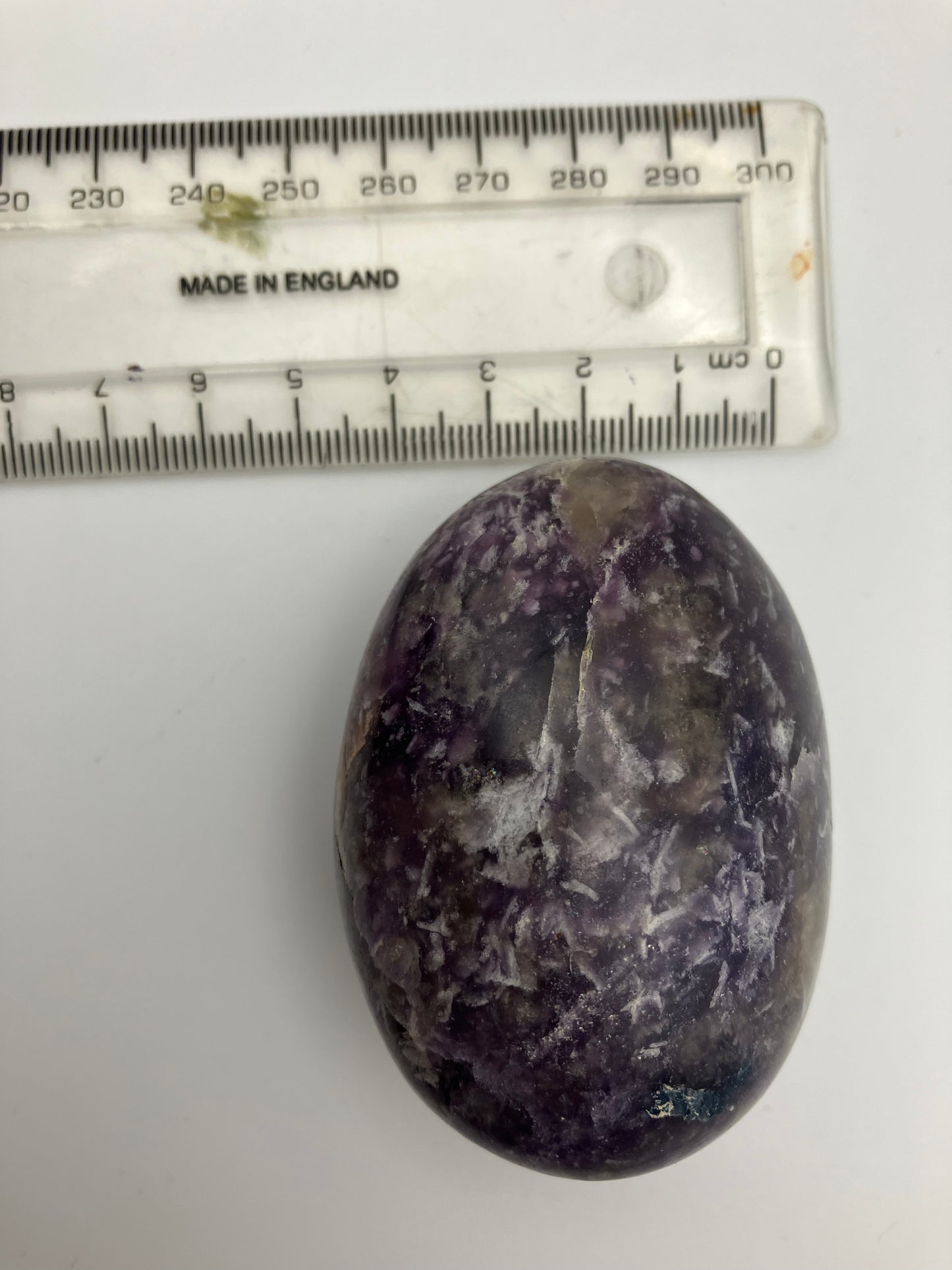 Lepidolite Pebble B with small blue apatite and pink tourmaline inclusion